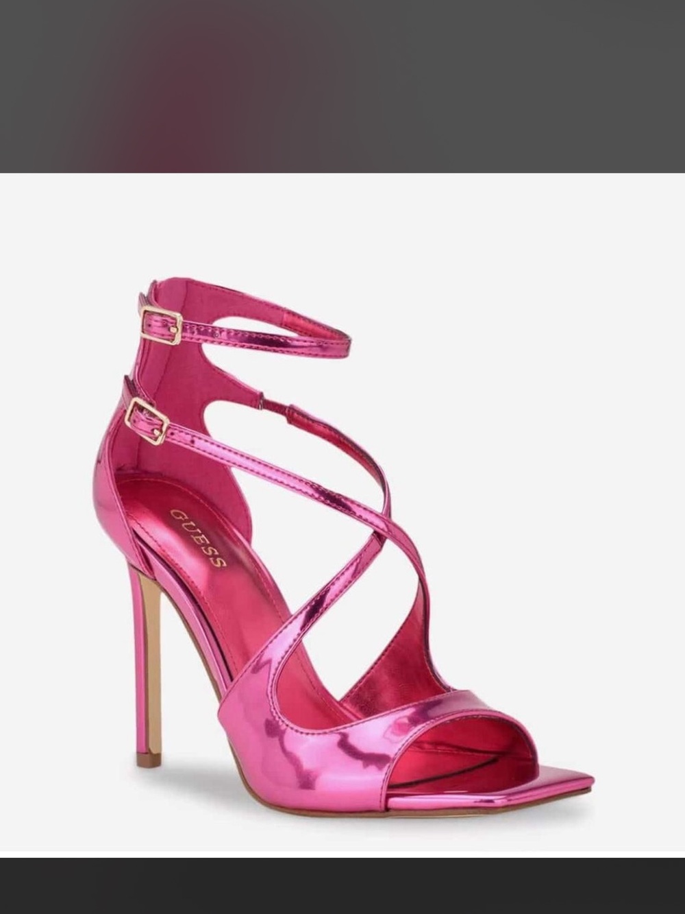 GUESS Metallic Hot Pink Strappy High Heel Sandals